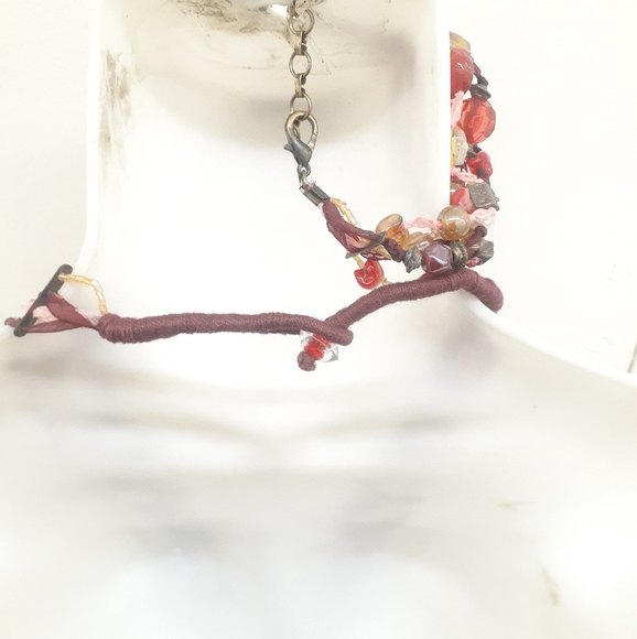 Morano glass Wine Red Multi Strand Necklace Italy - Picture 5 of 5
